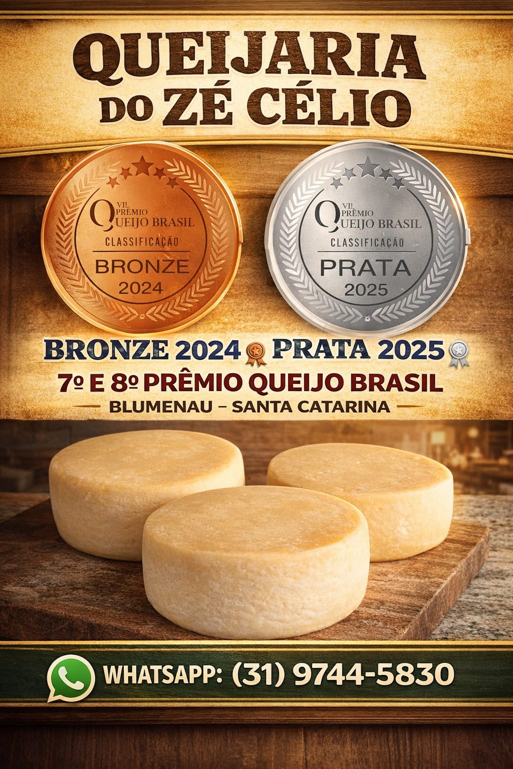 Bronze 2024 e Prata 2025 🏆 Prêmio Queijo Brasil - Reconhecimento da excelência!